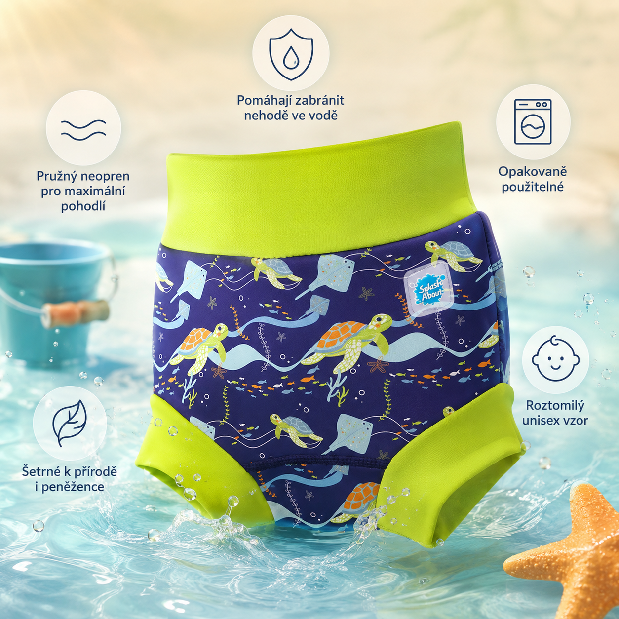 Dětské neoprenové plavky Happy Nappy Turtle Tide